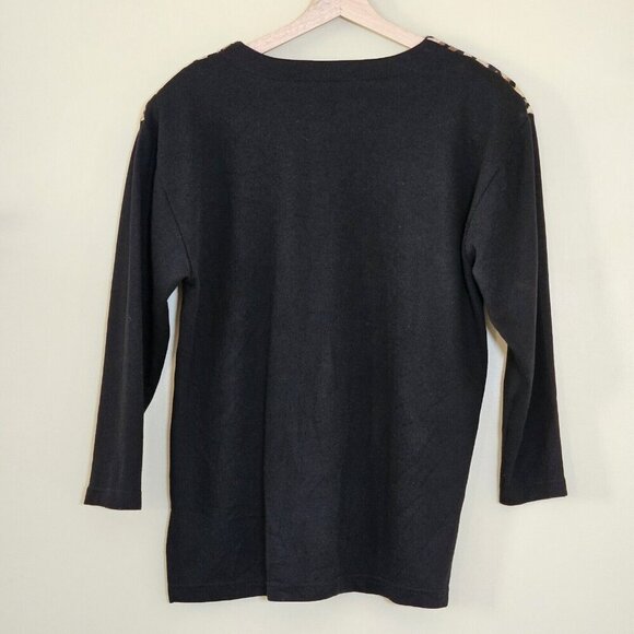 Nonpareil Top Womens L Leopard Animal Design 3/4 Sleeves Pullover Vintage 1980s - Picture 13 of 13